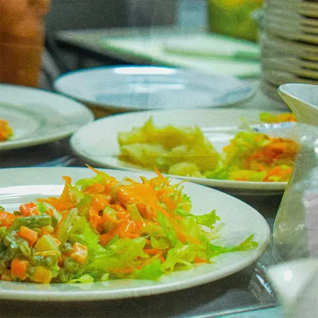 Platos de ensalada servidos para un evento